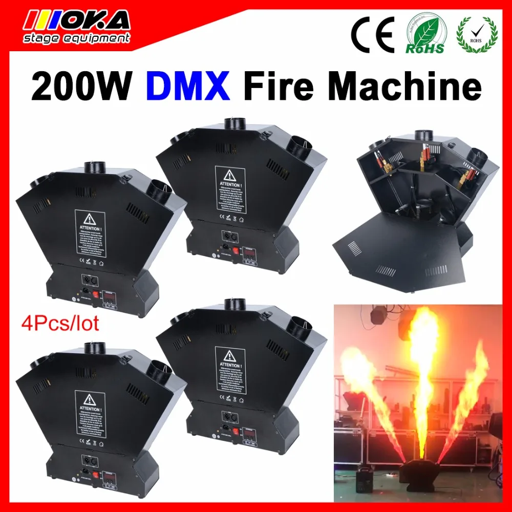 

4 Pcs/Lot Stage Flame Effects Fire Projector Flame Machine With DMX Control Three Directions Spraying