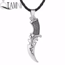 QIAMNI Punk Scimitar Lobo diente Machete cuchillo collar Vintage poder carácter cubertería colgante collar vikingo hombres joyería encanto(China)