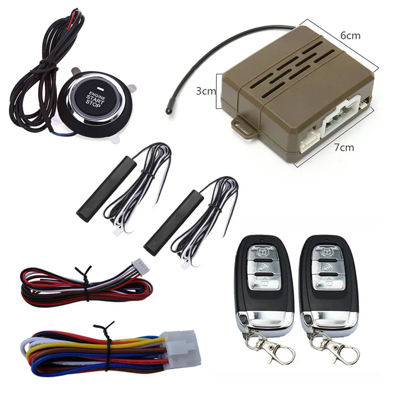 

Kroak Car Alarm System PKE Keyless Entry Central Locking Push Button Engine Ignition Start/Stop Remote Engine Start System kit