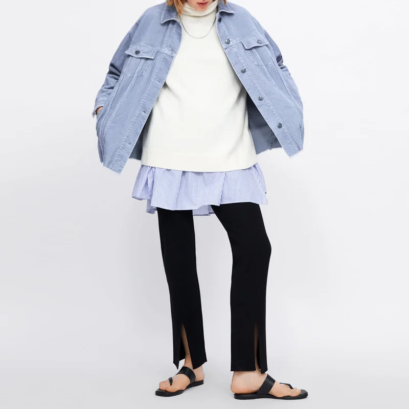 YNZZU 2019 Весенняя Вельветовая Женская Базовая куртка повседневная желтая синяя