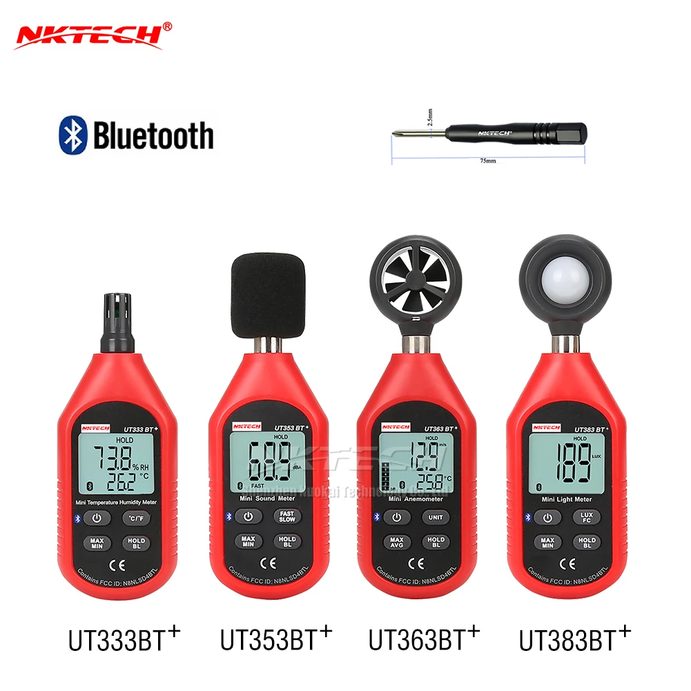 Pаспродажа NKTECH UT333BT UT353BT UT363BT UT383BT PLUS Bluetooth цифровой измеритель влажности Анемометр люкс светильник Люксметр ЖК дисплей измеритель звука