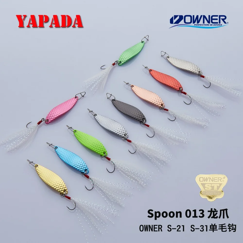 YAPADA Spoon 013 Loong glaw 2g-3g OWNER одинарный крючок + перо 32-38 мм многоцветная металлическая