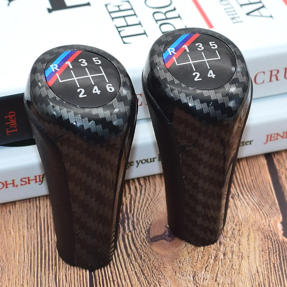 Carbon Fiber Matte Chromed Gear Shift Knob for BMW E46 E53 E60 E61 E63 E65 E81 E82 E83 E87 E90 E91 E92 1 3 5 6 Series X1 X3 X5