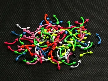 

body piercing jewelry mix lots neon color paint stainless steel curved eyebrow ring with spike cone 40pcs 8 colors