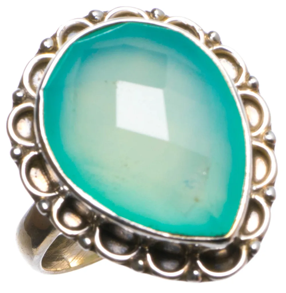 

Natural Chalcedony Handmade Unique 925 Sterling Silver Ring, US size 6.75 X2293