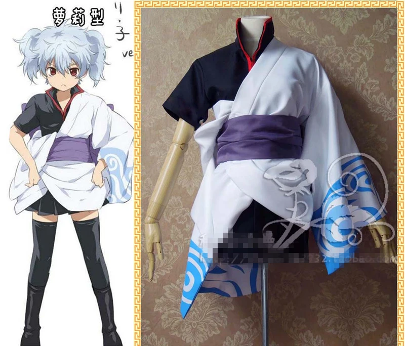 Anime Gintam Sakata Gintoki Kimono Cosplay Kostuum Printing Korte Lolita Set C Anime Gintam Sakata Gintoki Kimono Cosplay Kostuum Printing Korte Lolita Set C