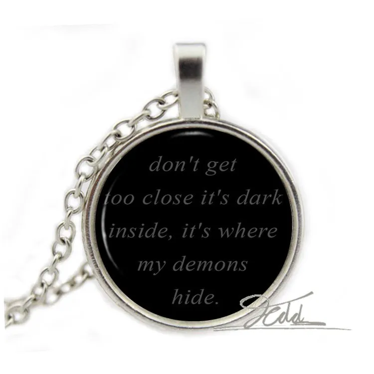 IMAGINE DRAGONS Black Dome Necklace Song Lyrics подвеска с цитатой музыкальная бижутерия цепочка Demons