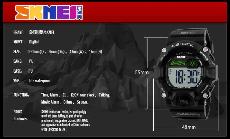 SKMEI мужские часы для спорта на открытом воздухе цифровые часы многофункциональные трендовые часы армейские военные часы светодиодный часы Новые популярные наручные часы