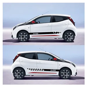 Спортивные наклейки на дверь, боковую юбку для Toyota AYGO-, гоночный стиль, автомобиль, производительность, полосы, Виниловая наклейка, авто аксессуары