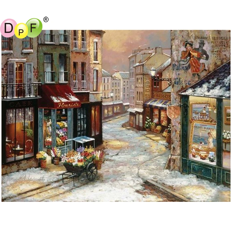 

DPF DIY The street 5D diamond painting cross stitch home decor diamond embroidery crafts diamond mosaic kit square wall painting