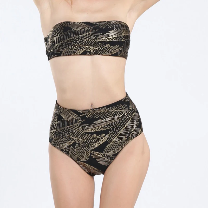 

High waist bikini Set 2019 Swimsuit off shoulder solid Swimwear for women Bathing Suit Maillot De Bain Femme Brazillian Biquini