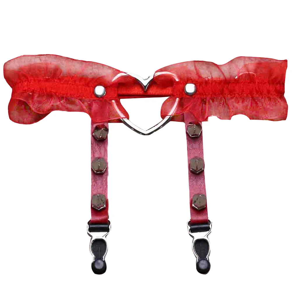 1 шт., женские панк-готические кольца в форме сердца, шипы, эластичные подвязки, пояс на подтяжках - Цвет: Красный