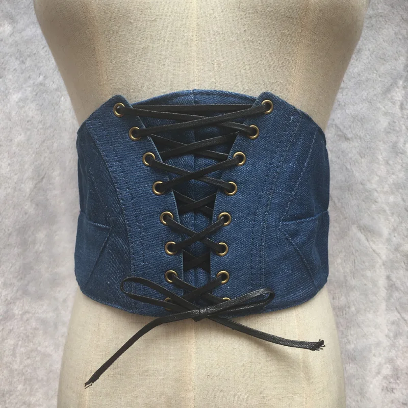 Women's Elastic ultra wide belt Jeans fabric corset Belt retro design