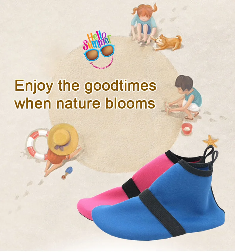 1 (1)Fashion Kid Aqua Shoes 4 Color Beach Stretch Fabric Quick Drying Sandals Light Breathable Anti Slippery Children Shoes