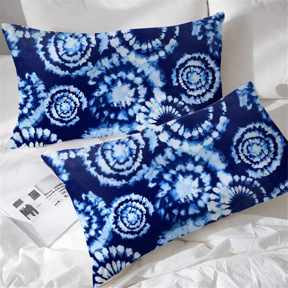 Buy BlessLiving Tie Dye Pillow Cases Indigo Blue