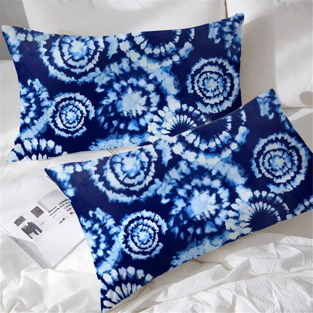 BlessLiving Tie Dye Pillow Cases Indigo Blue Pillow Protector Case