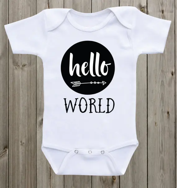 Personalized Hello World Infant Baby Bodysuit Onepiece Romper Outfit Take Home Toddler Shirt Birthday Baptism Party Favors Favors Party Party Favors Birthdayfavors Baptism Aliexpress