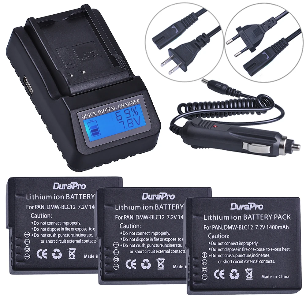 3pc Battery for Panasonic DMW-BLC12 DMW BLC12 BLC12E + LCD Quick Charger for Panasonic FZ1000 FZ200 FZ300 G5 G6 G7 GH2 Camera 3pc Battery for Panasonic DMW-BLC12 DMW BLC12 BLC12E + LCD Quick Charger for Panasonic FZ1000 FZ200 FZ300 G5 G6 G7 GH2 Camera