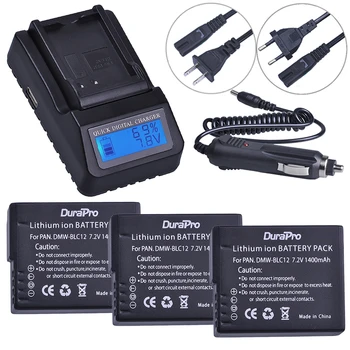 

3pc Battery for Panasonic DMW-BLC12 DMW BLC12 BLC12E + LCD Quick Charger for Panasonic FZ1000 FZ200 FZ300 G5 G6 G7 GH2 Camera
