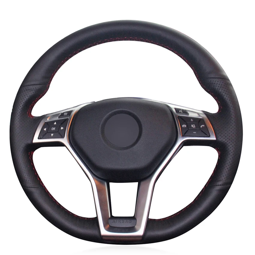 Черный PU искусственная кожа ручная сшитая крышка рулевого колеса автомобиля для Mercedes Benz A-Class 2013- CLA-Class 2013 C-Class