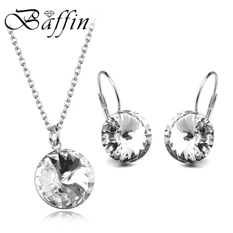 BAFFIN оригинальные кристаллы от Swarovski Bella Ювелирные наборы круглый кулон ожерелья пирсинг серьги для женщин свадебный подарок