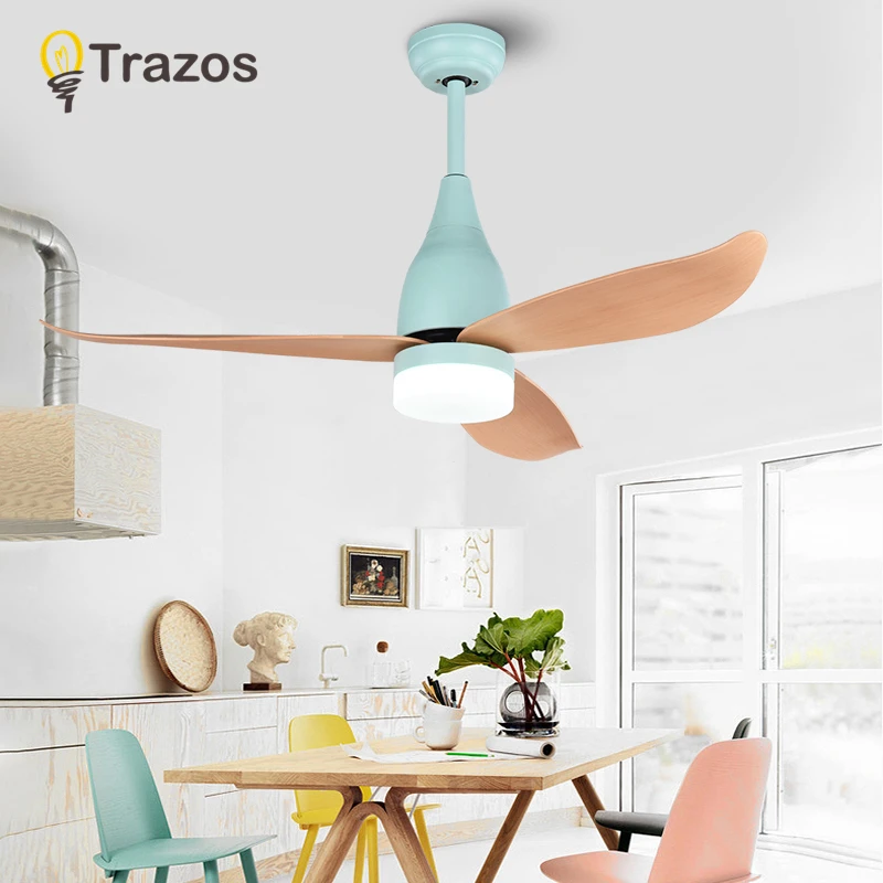 

TRAZOS Colorful Ceiling Fan Ventilador De Techo LED Fans For Living Room Restaurant Cooling Ceiling Fans With Lights