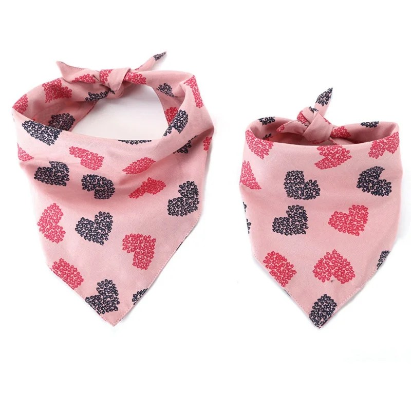 

Pet Dog Cat Neck Scarf Love Hearts Printed Bandana Tie Necktie Collar Adjustable Neckerchief Dog Accessories Grooming Bibs