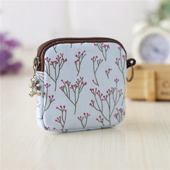 

Canvas floral women mini wallets small money pouches organizer sanitary napkin bags female purses carteiras feminina for girls