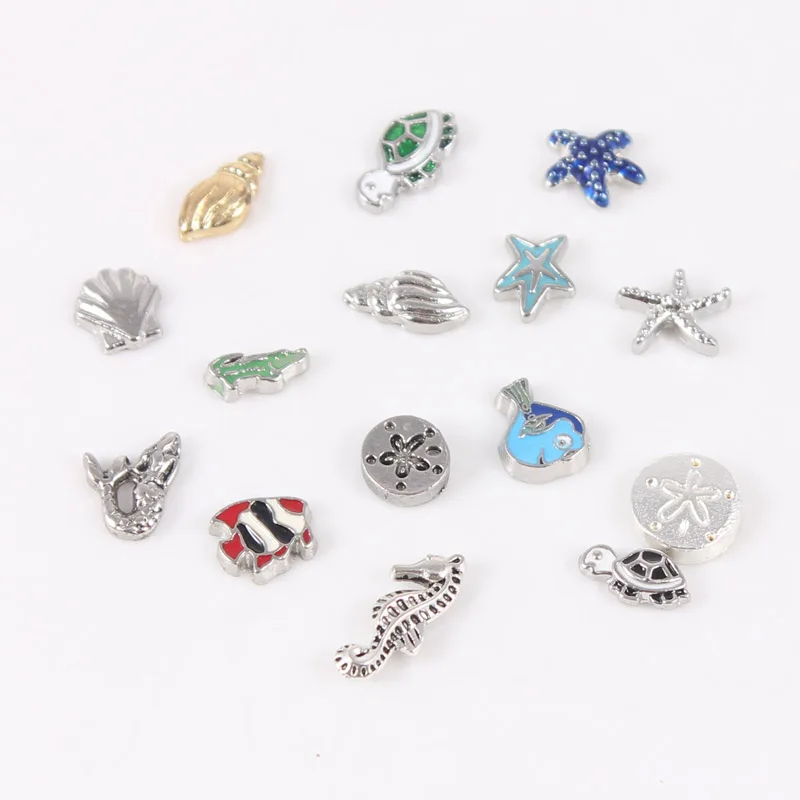 100pcs New Arrive Ocean Charms Shell Starfish Fish Conch Mermaid Floating Charms For Glass floating charm|floating charmsocean charms - AliExpress