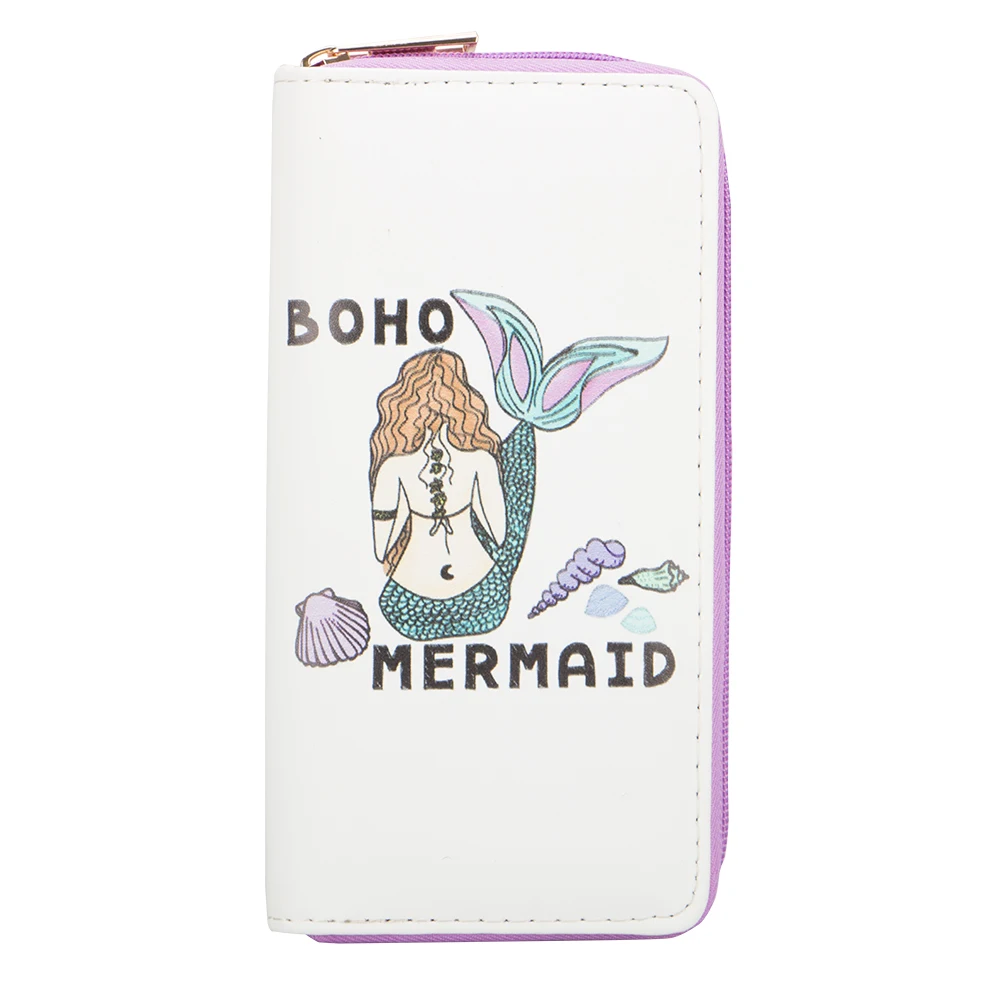 

Sansarya New 2018 DreamMail Boho Fables Mermaid Pattern Clutch Woman Wallet Card Holder PU Leather Zipper Wallet Money Bag