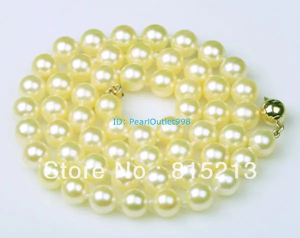 

ddh001564 GENUINE RARE NATURAL GOLDEN AKOYA SALTWATER PEARL NECKLACE 14KGP GOLD CLASP 28% Discount (A0501)