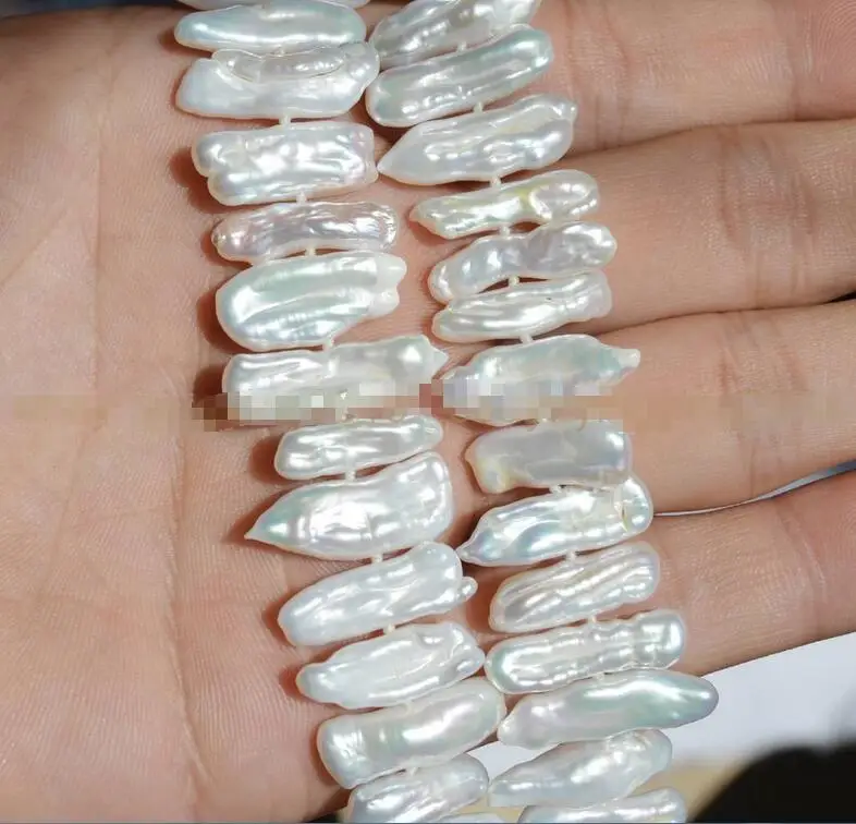 

Hot sale new Style >>>>>natural south sea white abnormal shape pearl necklace 17inches