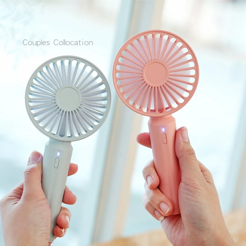

Office Mute Air Cooler Home USB Rechargeable Lightweight 3 Speed Desktop Handheld Portable Phone Holder LED Light Gift Mini Fan