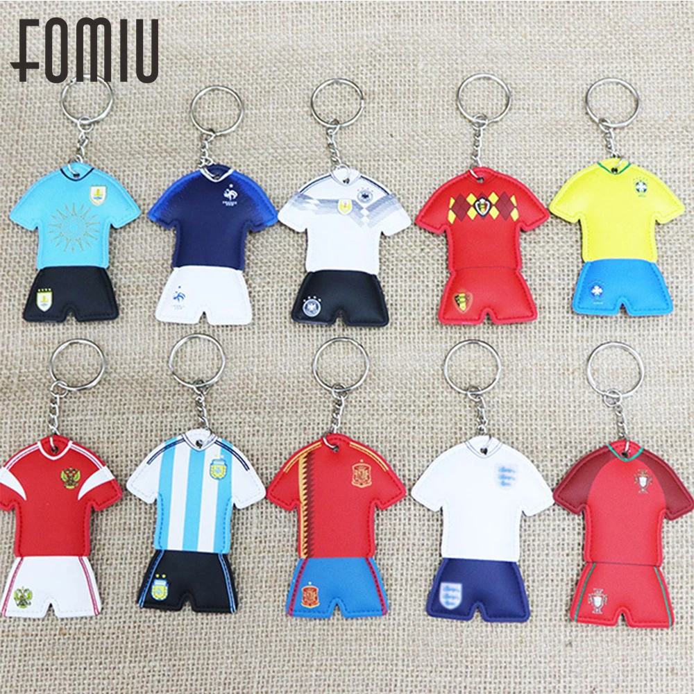 100pcs/lot Novelty Football Jersey Keychain Portugal Argentina Brazil