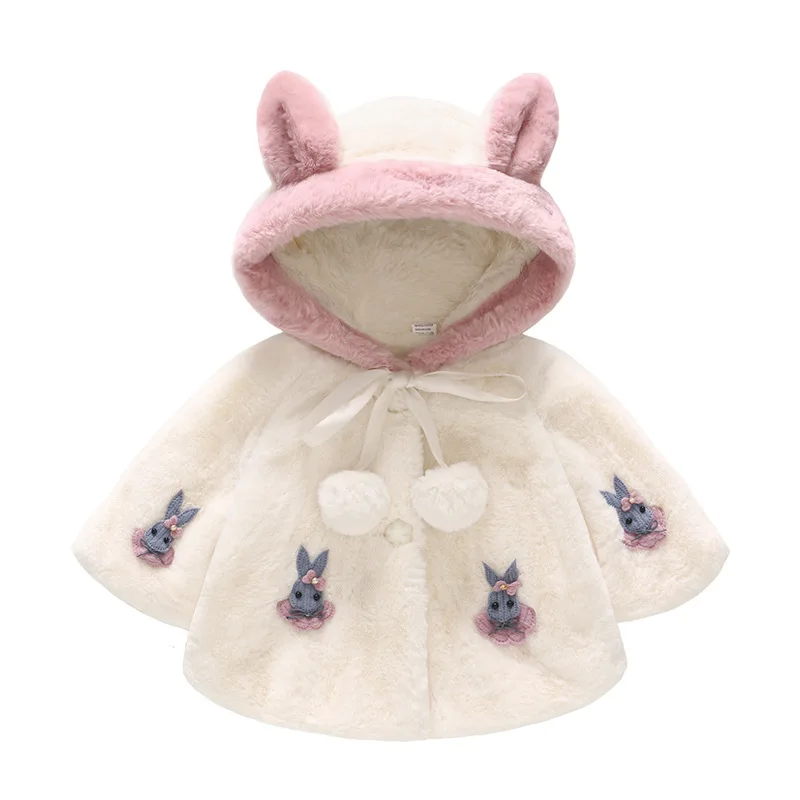 

New Style Baby Toddler Infant Girls Clothes Cute Fleece Fur Winter Warm Coat Outerwear Cloak Jacket Kids Cute Ear Coat Clothes