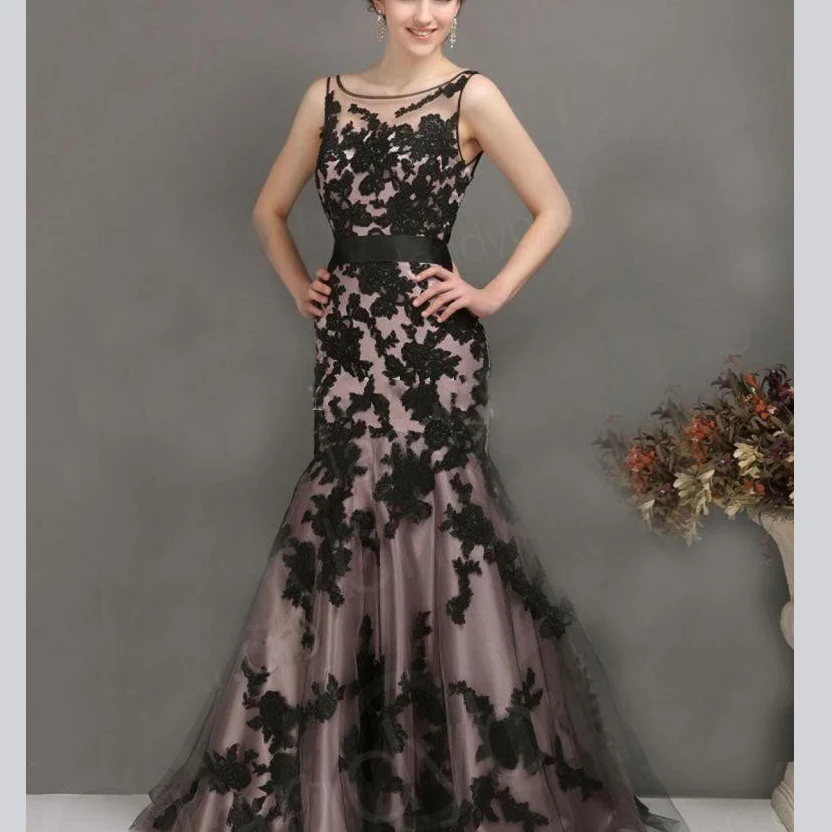 2014-new-arrival-black-applique-mermaid-illusion