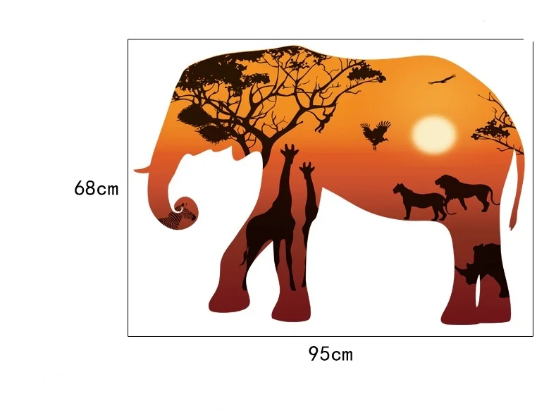 Прямая с фабрики hm92002 слон силуэт современный скандинавский стиль вход гостиная ТВ украшение стены наклейки