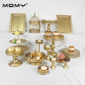 

15Pcs Wedding Gold Pink White Decorating Tool Dessert Hanging Crystal Cake Stand