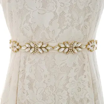 

Rhinestones Bridal Sash Belt Crystal Wedding Belt Handmade Beads Bridal Sash Silver For Wedding Accessories S161G