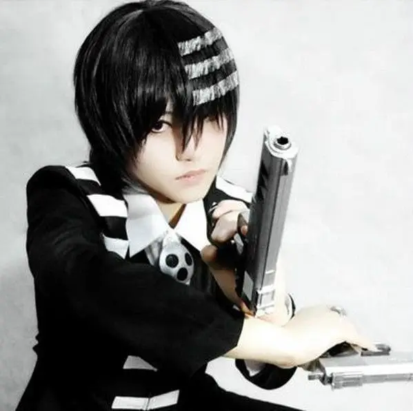Soul Eater Death The Kid Short Black Silver Cosplay Wig Party Costume Coser Hair Wig Kanekalon Costume White Wigwig Halloween Costume Aliexpress