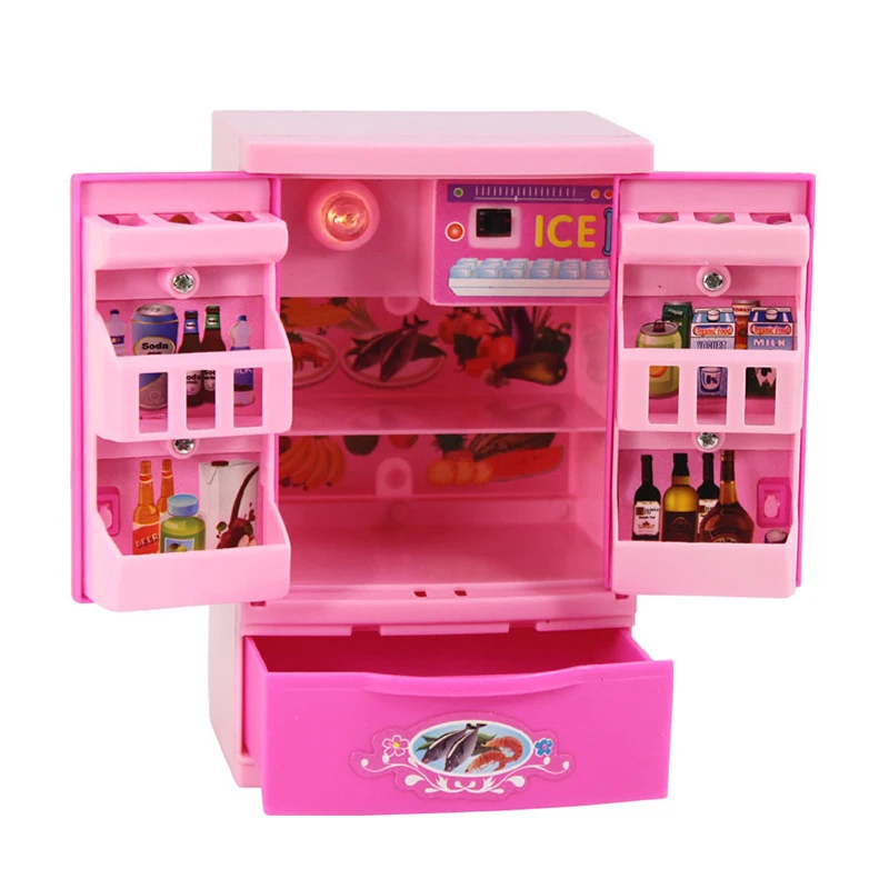 Mini Refrigerator Kitchen Toys Door open Light up
