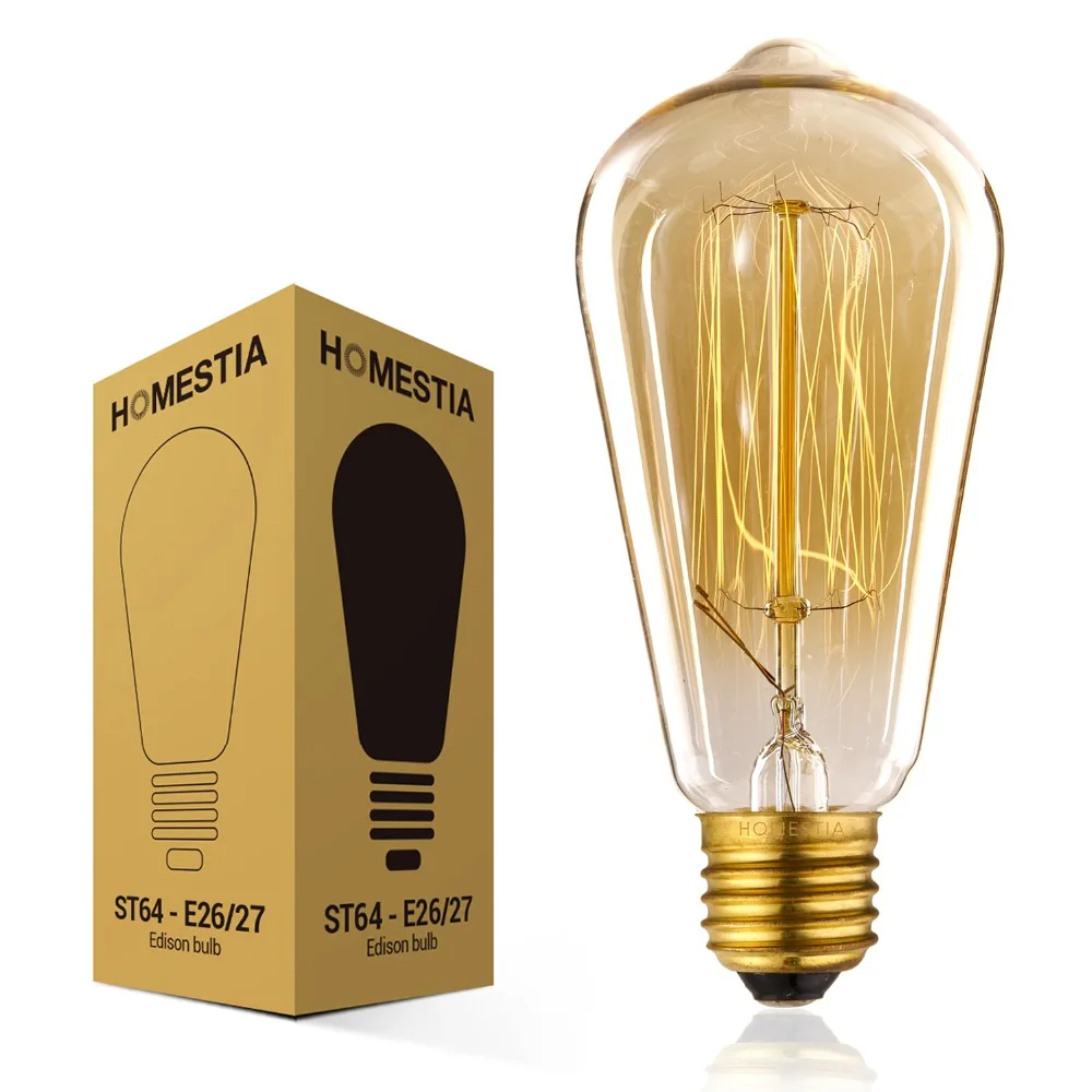 Homestia Retro lamp E27 incandescent bulb ST64 vintage Edison bulb 40w 60w filament lamp 110v