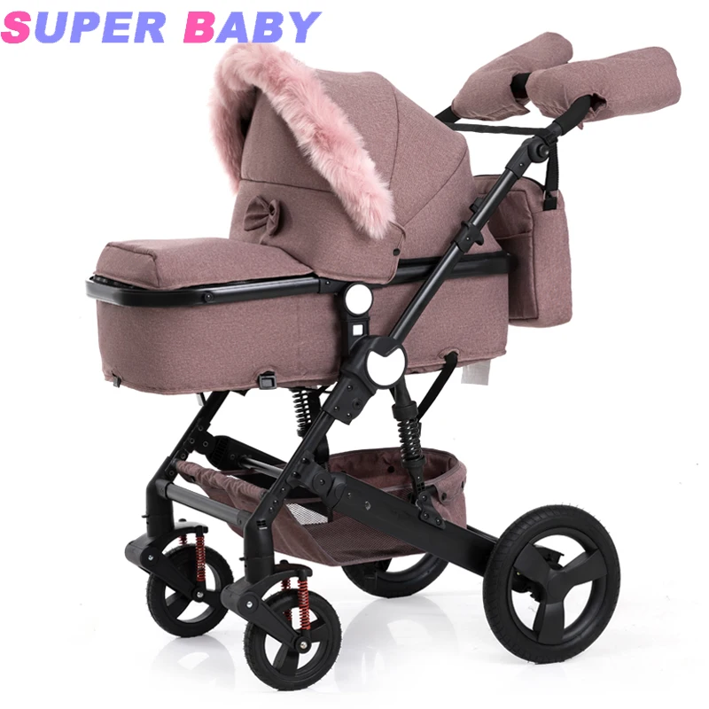 

High Landscape Bidirectional Baby Stroller High-quality Shock Absorber Can Sit Recline Folding Baby Cart Customized for Russia