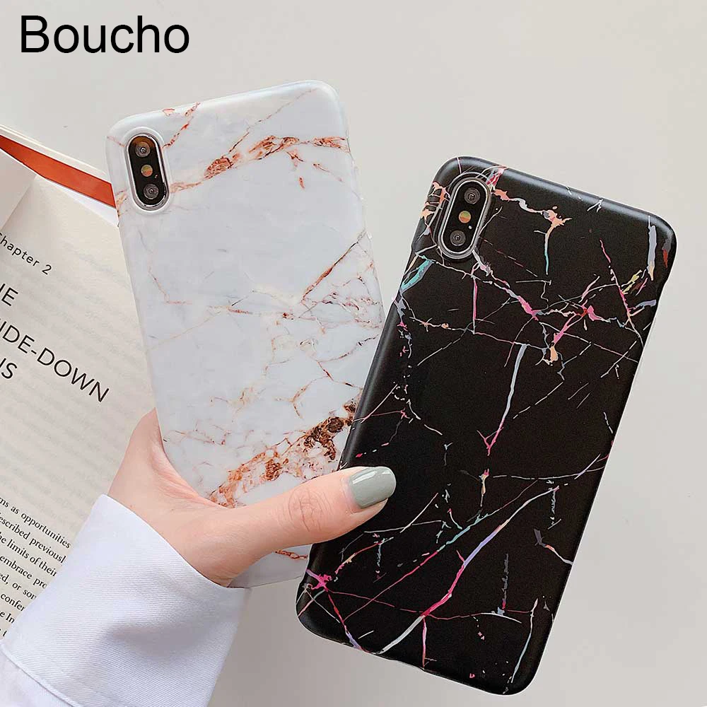 

Silicone Cover For iphone XS MAX Colorful Black Rust White Crack Marble Phone Cases For iphone 6s 6 7 8 plus X XR Soft Case