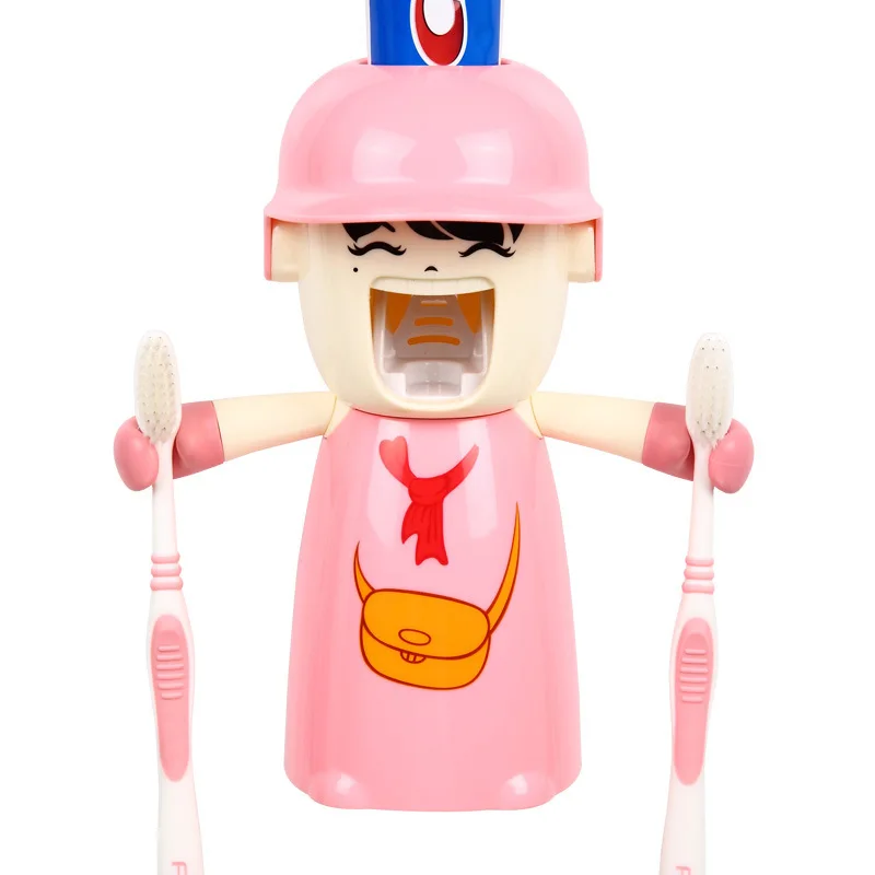 Милые Harley девушка Дизайн комплект мультфильм многоцветный кукла Зубная щётка Держатель автоматический Зубные пасты диспенсер Зубные пасты