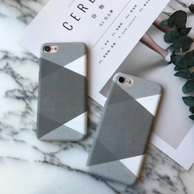 

Case For iphone 7 Gray Plaid Simple Matte PC Hard Plastic Phone Case Cover Coque For iphone 6 6S 7Plus 6 S 6Plus 8 8Plus