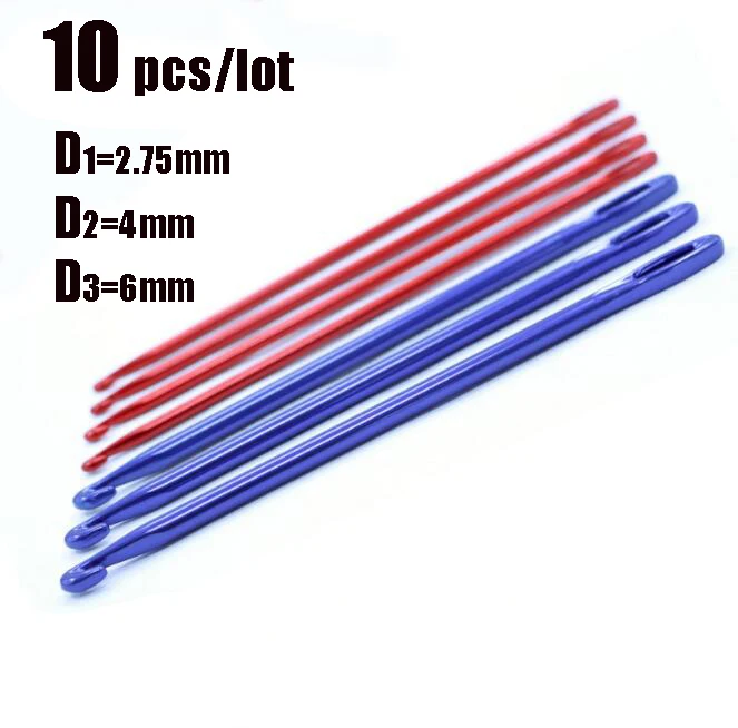 

10 pcs/lot Aluminium Oxide Crochet Hooks Knitting Sewing Needle With Hole Eyeknitting Hook Weave Hand Knit Tool Crochet Needles