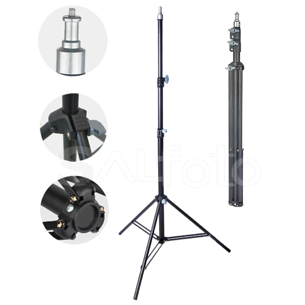 

2m Photo Metal Light Stand with 1/4" Screw 200cm Tripod for 5kg Photo Studio Flash Softbox LED Video Lighting Background Support