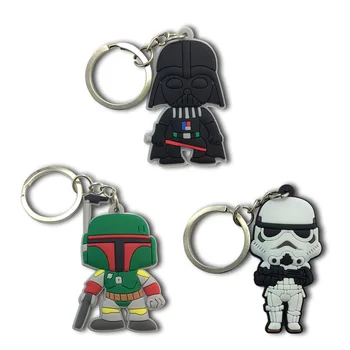 

100PCS Cartoon Figure Star Wars Key Chain PVC Anime Key Ring Kids Toy Pendant Keychain Key Holder Fashion Jewelry Xmas Gift