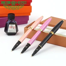 Hero 3267 тонкая авторучка с чернильной бутылкой, подарок для студентов, черный, розовый, синий